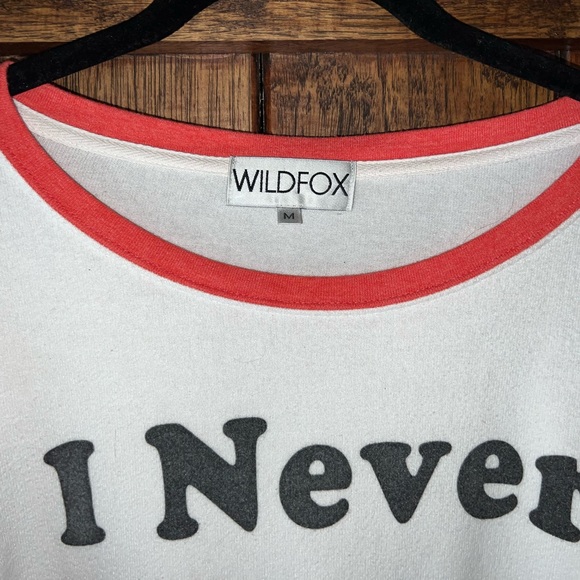 Wildfox I Never Finish Anyth Baggy Beach Jumper in White and Red Size Medium - Picture 4 of 4